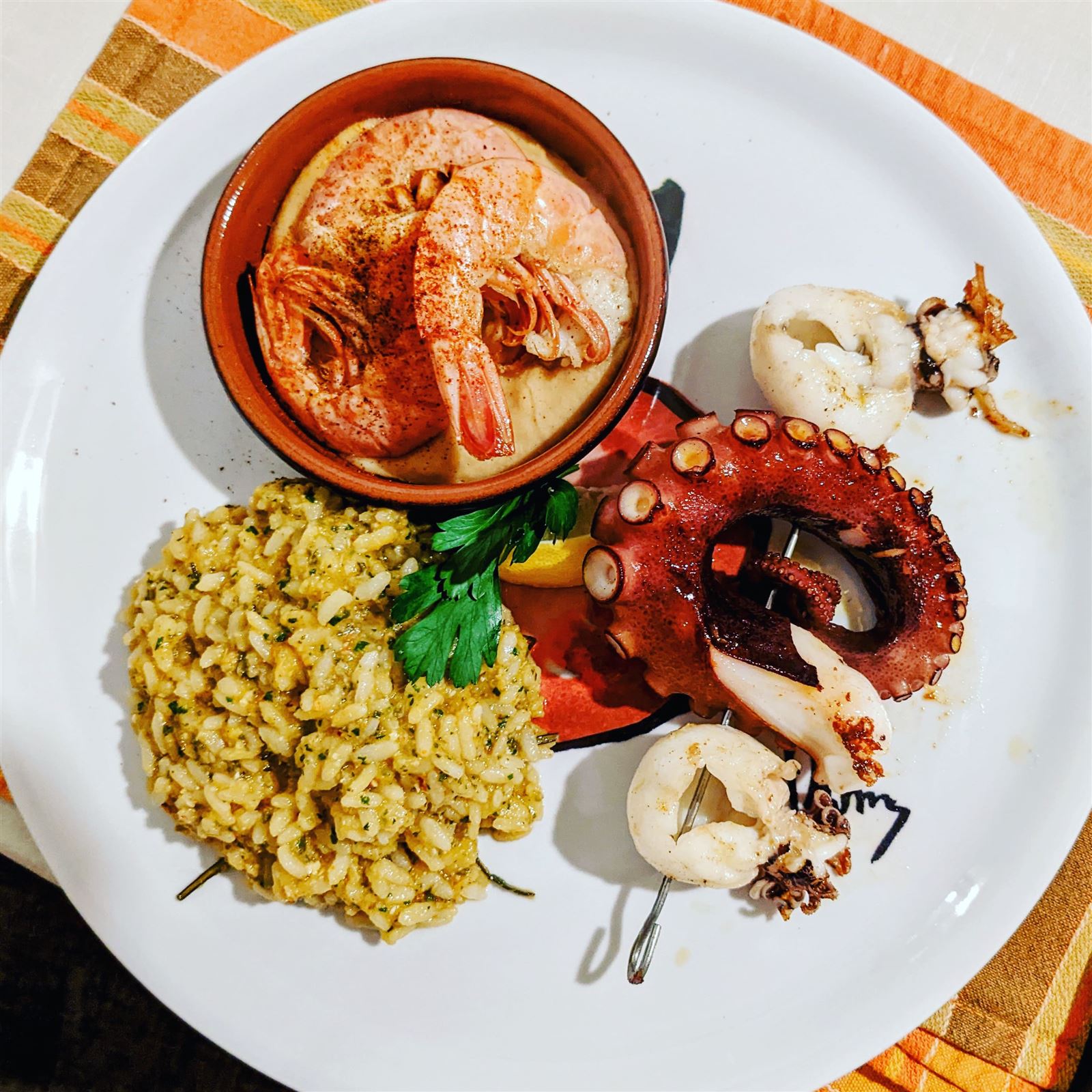 Risotto con polpo e gamberi
